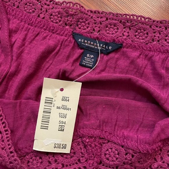 *NWT Aeropostale Pink Peekaboo Shoulder Top, Small - Picture 4 of 6